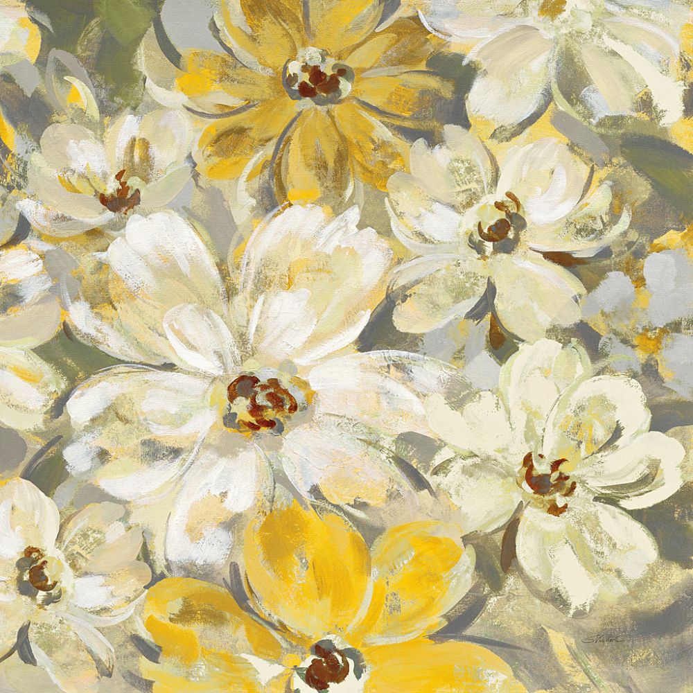 Scattered Spring Petals Yellow Gray Crop