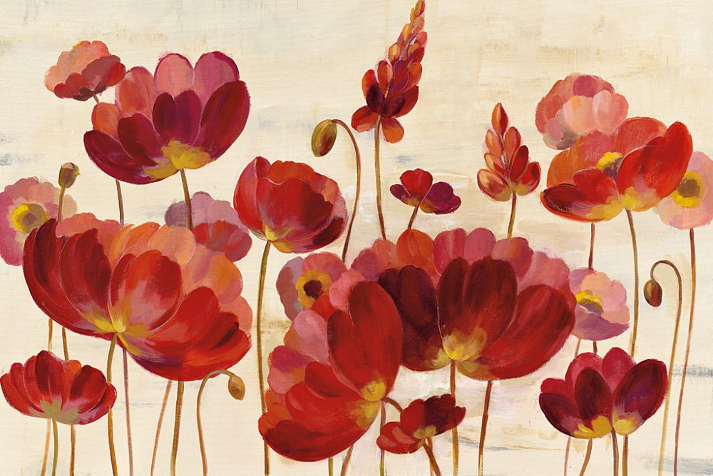 Red Flowers on Cream Crop