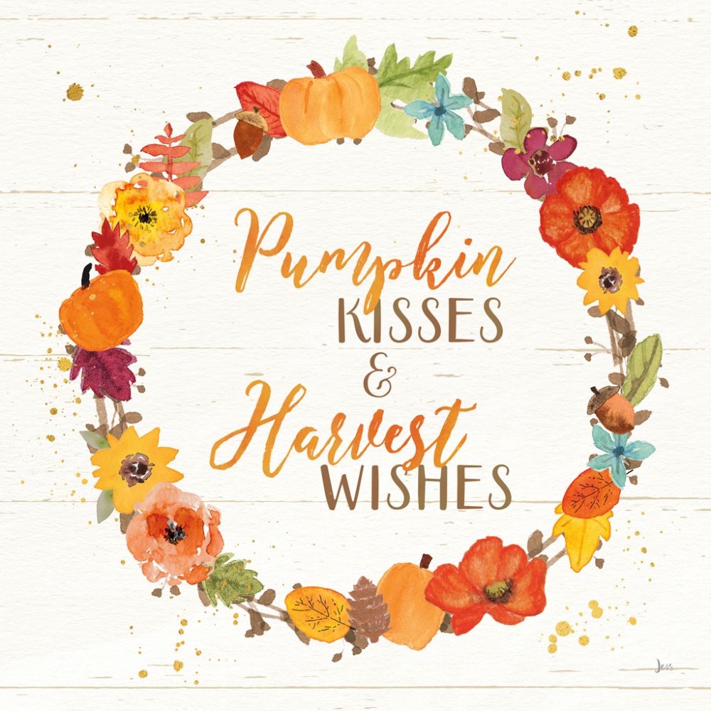 Harvest Wishes II on Wood