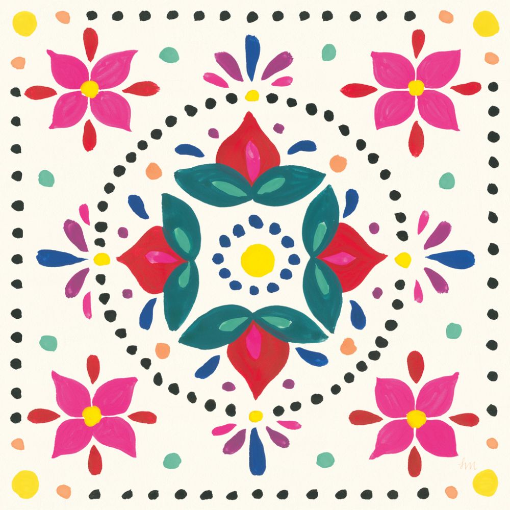 Floral Fiesta White Tile VIII