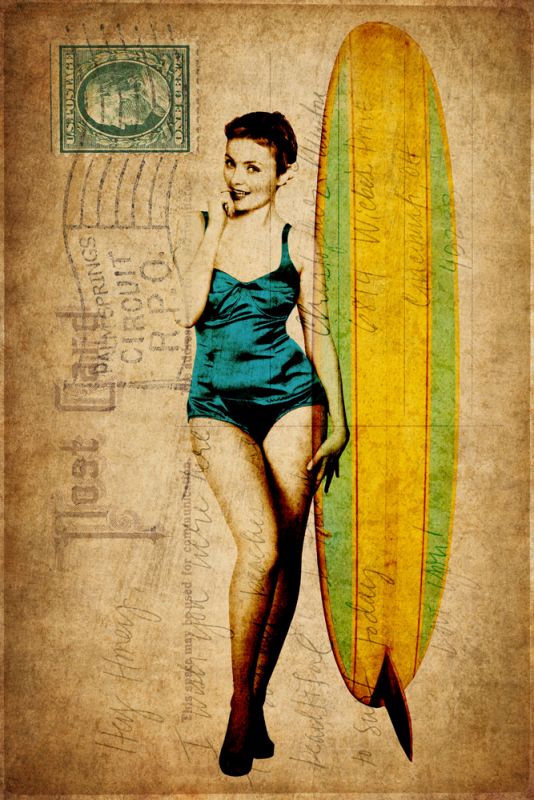 Pinup Girl Surfing