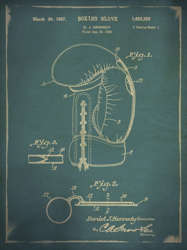 Boxing Glove Patent Blue