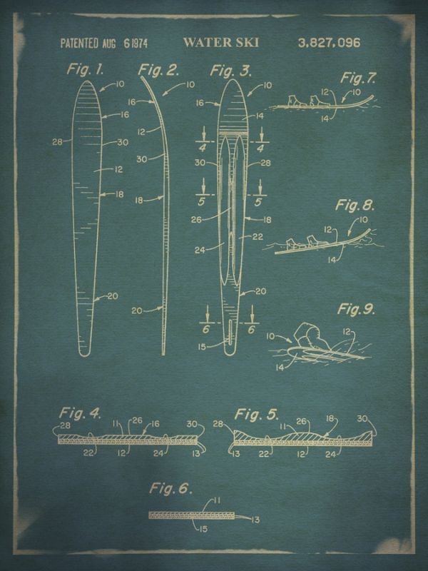 Water Ski Patent Blue