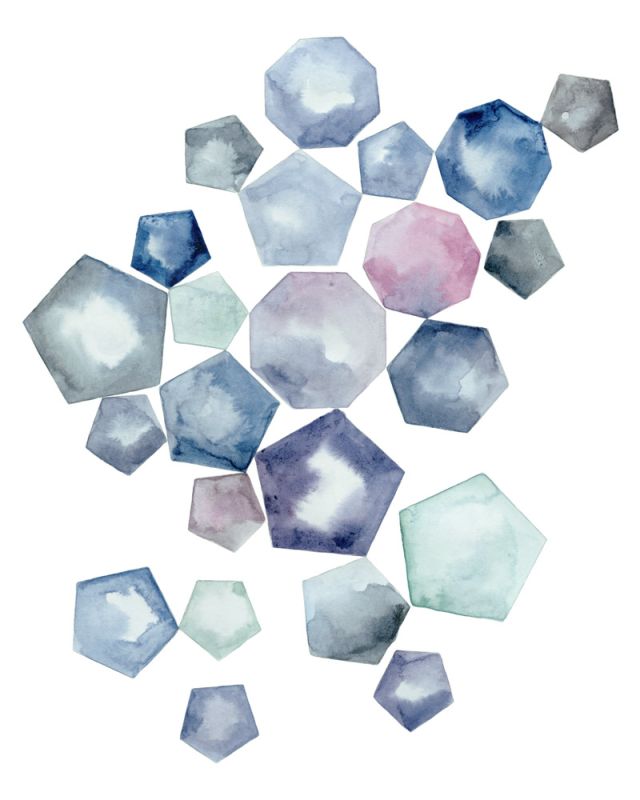 Watercolor Hexagons A