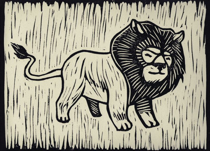 Lion Linocut