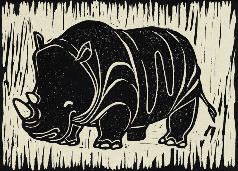 Rhino Linocut