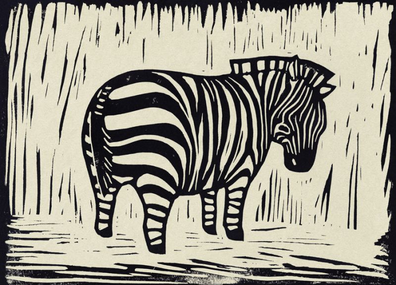 Zebra Linocut