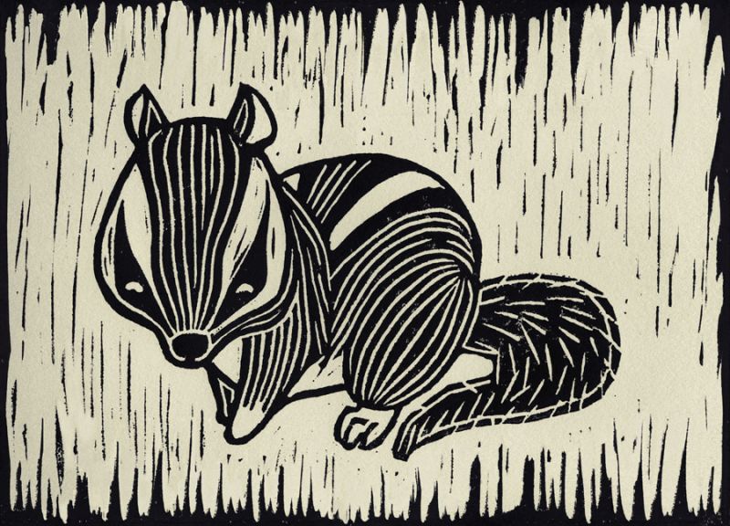Chipmunk Linocut