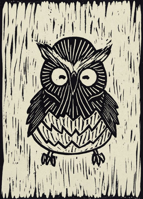 Owl Linocut