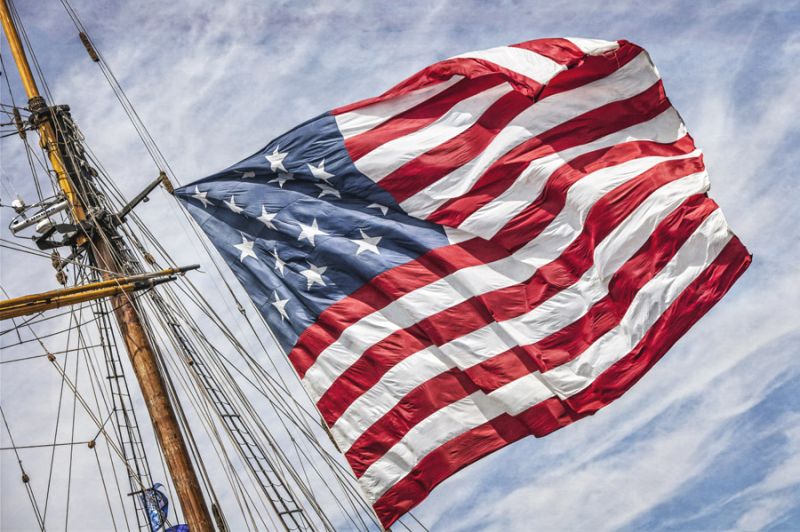 Tall Ship American Flag