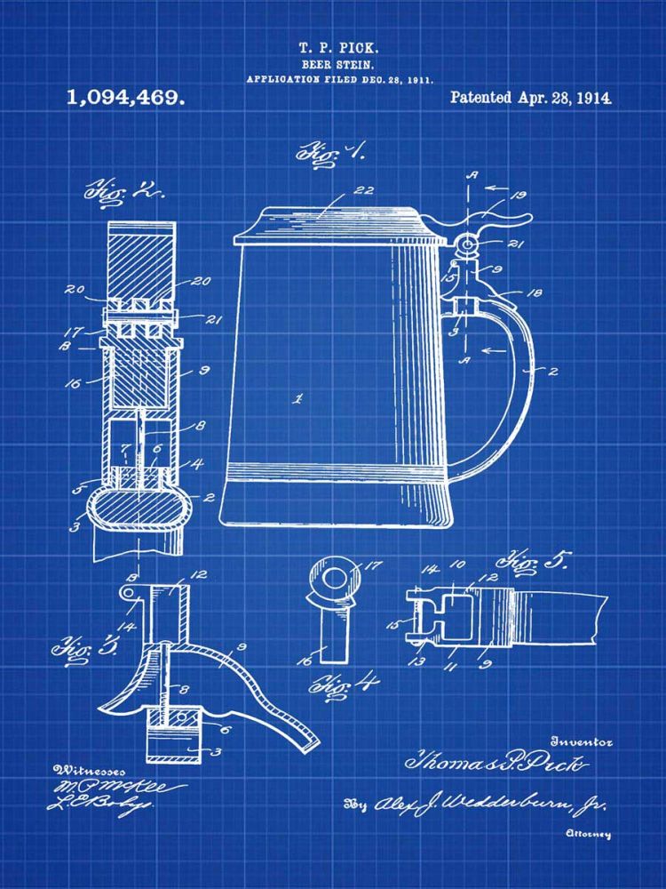 Beer Stein 1914 Blueprint