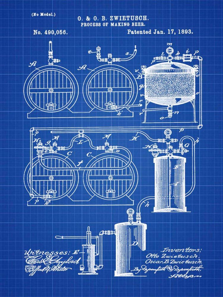 Brewery Patent 1891 Blueprint
