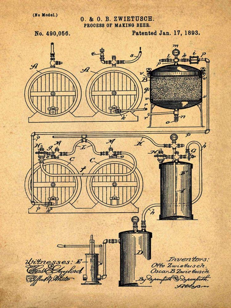 Brewery Patent 1891 Sepia