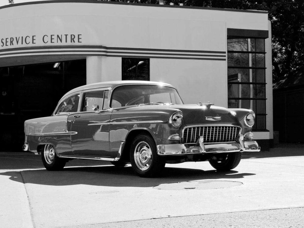 1955 Chev Belair 7 B&W