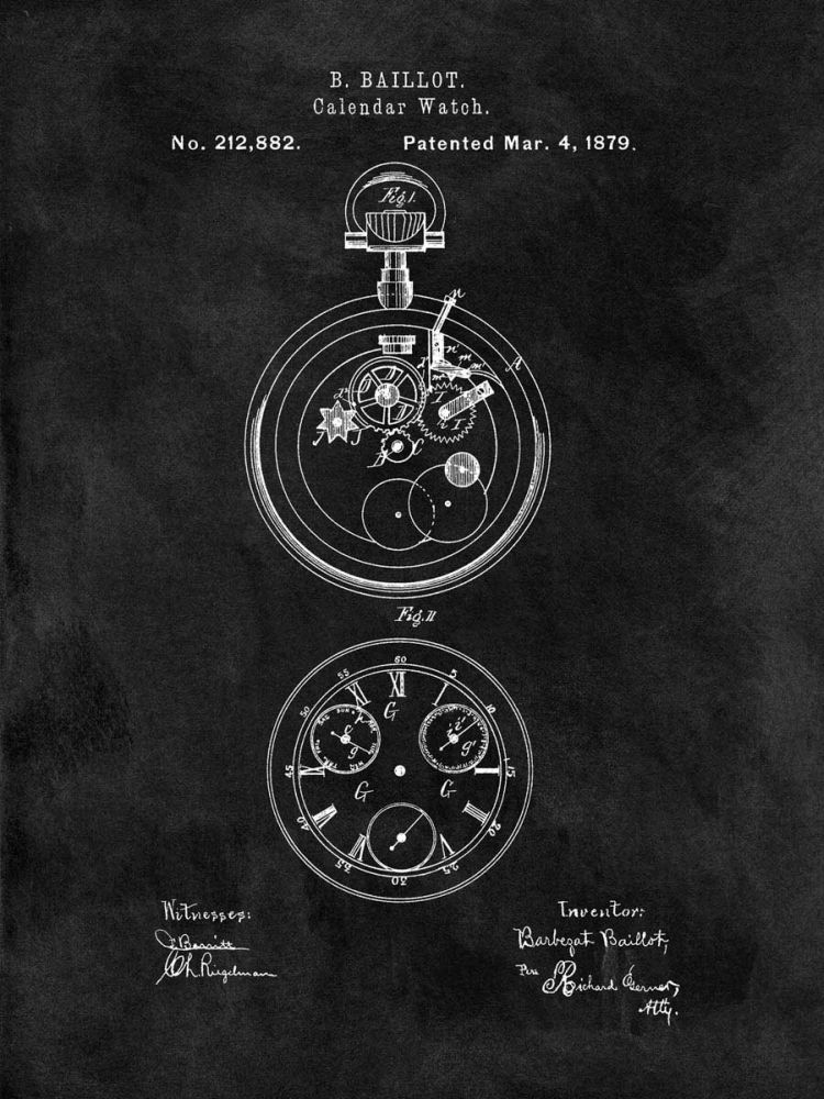 Calendar Watch, 1879-Black