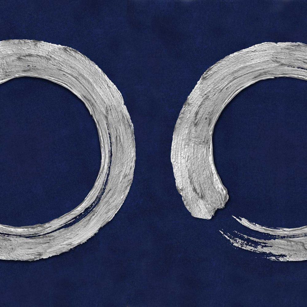Silver Zen Circle on Blue II