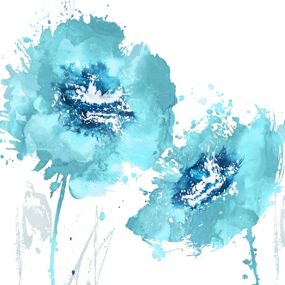 Flower Burst in Aqua I