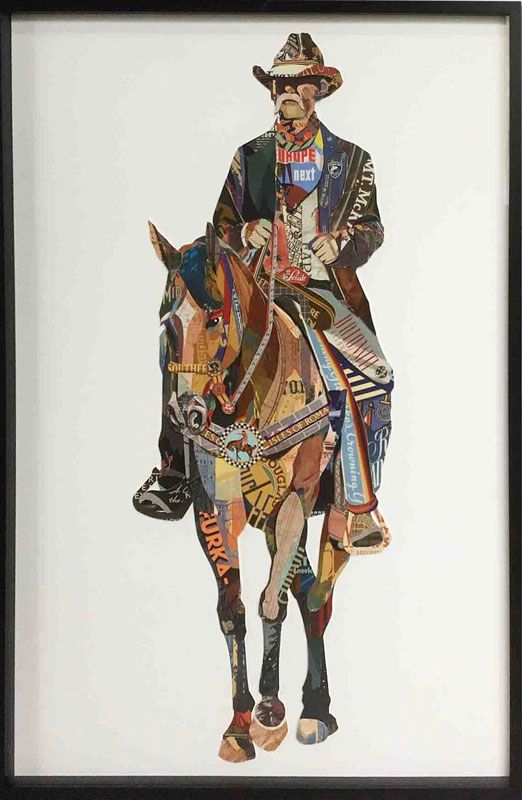 3D Papercut Cowboy on horse